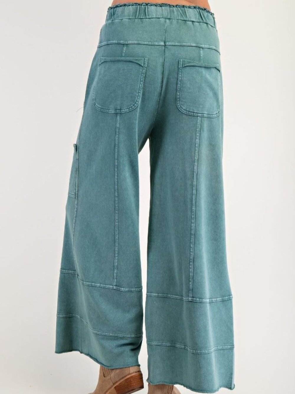 E46 Easel Teal Mineral Washed Terry Pants Plus - Picture 6 of 6